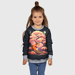 Свитшот детский Лиса под сакурой, цвет: 3D-меланж — фото 2