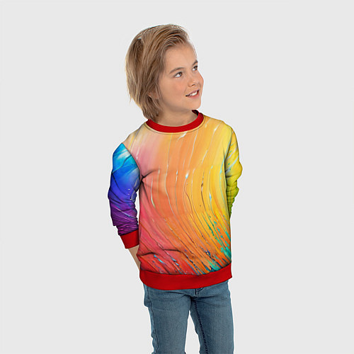 Детский свитшот Оранжевое настроение красочная абстракция / 3D-Красный – фото 3