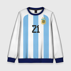 Свитшот детский Дибала форма сборной Аргентины домашняя, цвет: 3D-синий