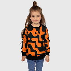 Свитшот детский Черно-оранжевый абстрактный лабиринт, цвет: 3D-черный — фото 2