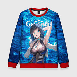 Свитшот детский Е Лань на фоне воды, цвет: 3D-красный