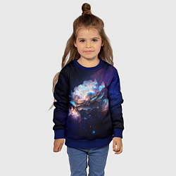 Свитшот детский Космические звёздные цветы, цвет: 3D-синий — фото 2