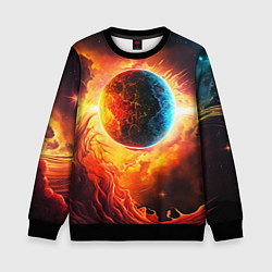 Детский свитшот Планета в огненном космосе