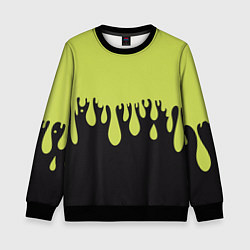 Свитшот детский Зеленые капли на черном, цвет: 3D-черный
