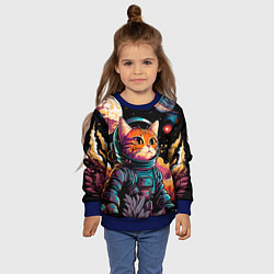 Свитшот детский Милый котик из космоса, цвет: 3D-синий — фото 2