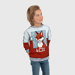 Свитшот детский Пиксельная лиса с надписью fox, цвет: 3D-меланж — фото 2