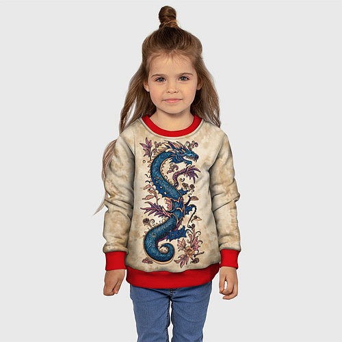 Детский свитшот Irezumi японский дракон-змей / 3D-Красный – фото 4