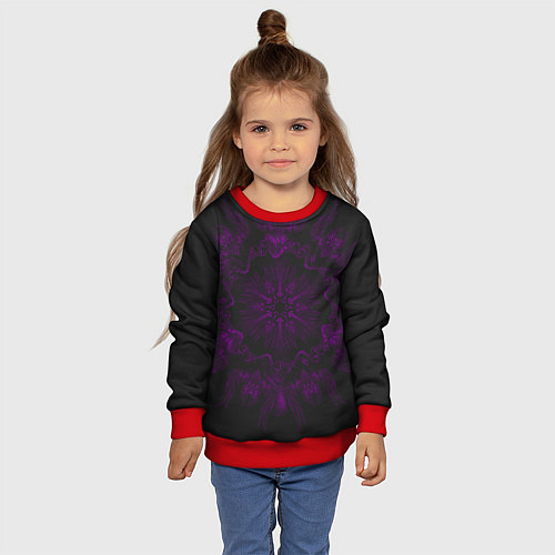 Детский свитшот Фиолетовый узор / 3D-Красный – фото 4