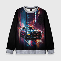 Свитшот детский Форд мустанг в ночи тройная скорость, цвет: 3D-меланж