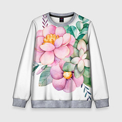 Детский свитшот Пастельные цветы - посередине