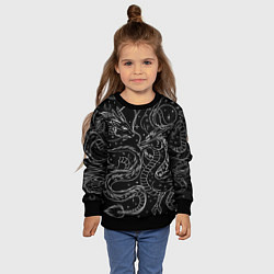 Свитшот детский Дракон - унесенные призраками: тату на черном, цвет: 3D-черный — фото 2