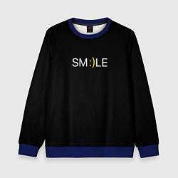 Свитшот детский Надпись smile, цвет: 3D-синий