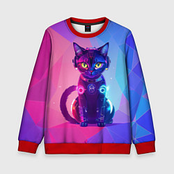 Свитшот детский Кибер кошка, цвет: 3D-красный