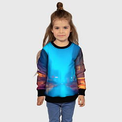 Свитшот детский Улица мегаполиса-арт, цвет: 3D-черный — фото 2