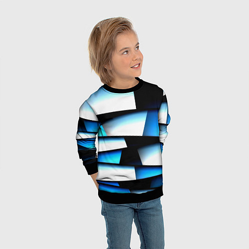 Детский свитшот Решетка из линий и полос / 3D-Черный – фото 3
