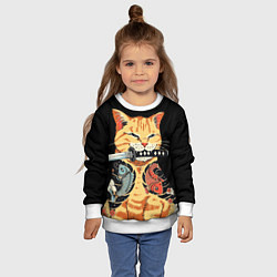 Свитшот детский Yakuza tattoo cat, цвет: 3D-белый — фото 2