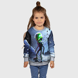 Свитшот детский Alien during a space storm, цвет: 3D-меланж — фото 2