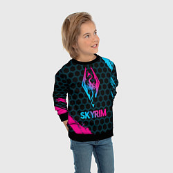 Свитшот детский Skyrim - neon gradient, цвет: 3D-черный — фото 2
