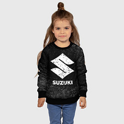 Свитшот детский Suzuki с потертостями на темном фоне, цвет: 3D-черный — фото 2