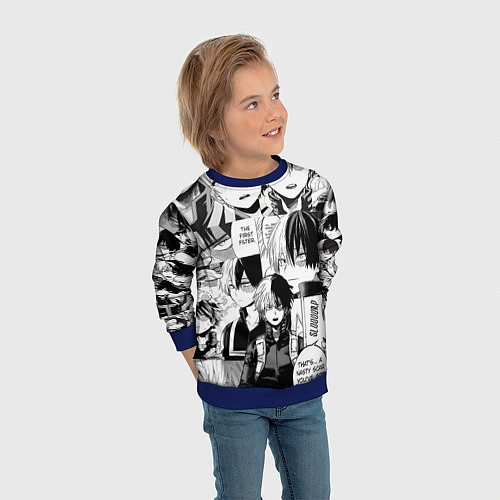 Детский свитшот Шото Тодороки - Моя геройская академия / 3D-Синий – фото 3