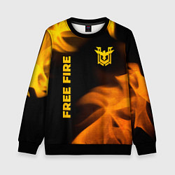 Детский свитшот Free Fire - gold gradient: надпись, символ