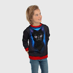 Свитшот детский Черный кот на фоне созвездий, цвет: 3D-красный — фото 2