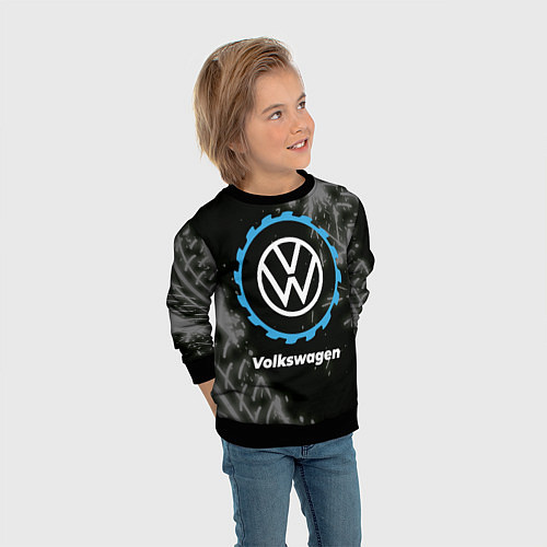 Детский свитшот Volkswagen в стиле Top Gear со следами шин на фоне / 3D-Черный – фото 3