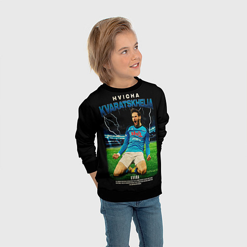 Детский свитшот Хвича Кварацхелия / 3D-Черный – фото 3