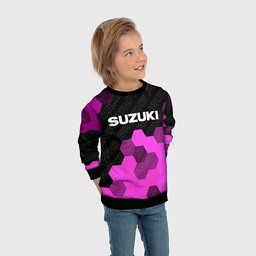 Детский свитшот Suzuki pro racing: символ сверху / 3D-Черный – фото 3