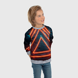 Свитшот детский Треугольные неоновые линии, цвет: 3D-меланж — фото 2