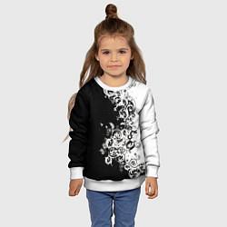 Свитшот детский Черно-белые цветы и колибри, цвет: 3D-белый — фото 2