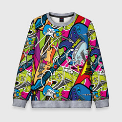 Свитшот детский Guitars - pop art pattern, цвет: 3D-меланж