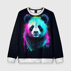 Свитшот детский Панда в неоновых красках, цвет: 3D-белый