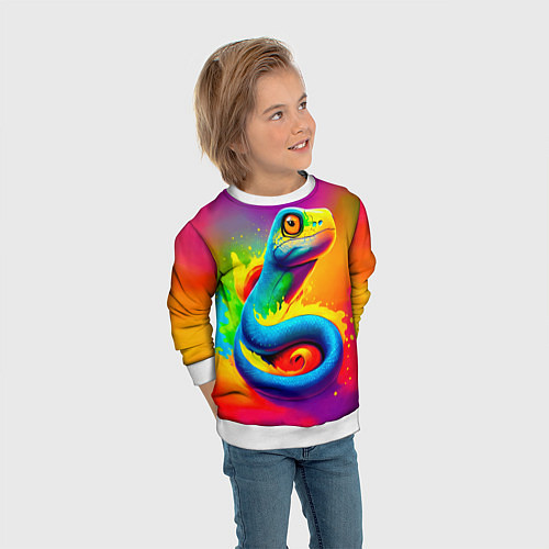 Детский свитшот Змейка в красках / 3D-Белый – фото 3