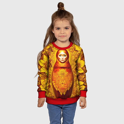 Детский свитшот Матрёшка хохлома модерн / 3D-Красный – фото 4