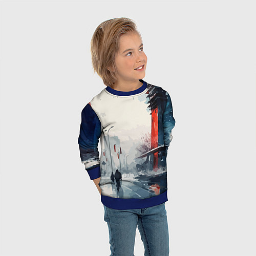 Детский свитшот Наш город - коллекция Бело-сине-красный - Хуф и Ся / 3D-Синий – фото 3