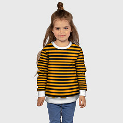 Свитшот детский Черно-оранжевые полосы - пчелиный образ, цвет: 3D-белый — фото 2