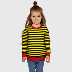 Свитшот детский Черно-желтые осиные полосы, цвет: 3D-красный — фото 2