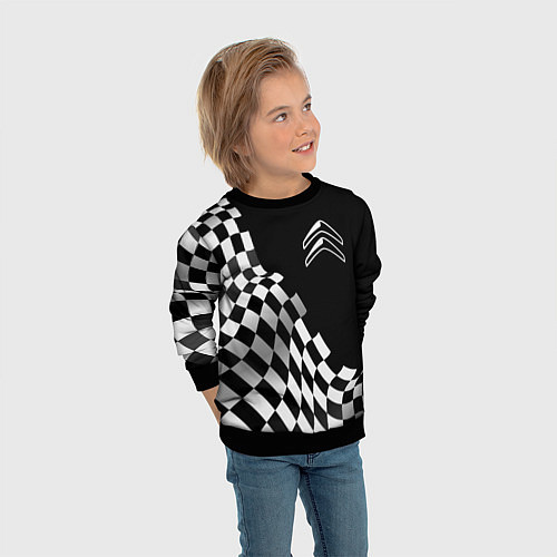 Детский свитшот Citroen racing flag / 3D-Черный – фото 3