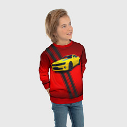 Свитшот детский Спортивный американский автомобиль Chevrolet Camar, цвет: 3D-красный — фото 2