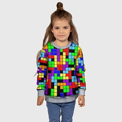 Свитшот детский Тетрис цветные блоки, цвет: 3D-меланж — фото 2