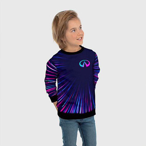 Детский свитшот Infiniti neon speed lines / 3D-Черный – фото 3