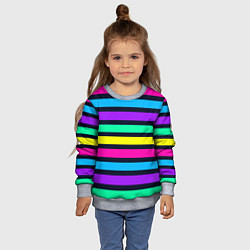 Свитшот детский Неоновые полосы на черном фоне, цвет: 3D-меланж — фото 2