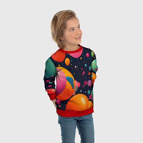 Детский свитшот Море шаров / 3D-Красный – фото 3