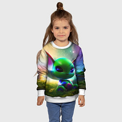 Свитшот детский Крошка инопланетянин, цвет: 3D-белый — фото 2