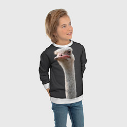 Свитшот детский Голова страуса, цвет: 3D-белый — фото 2