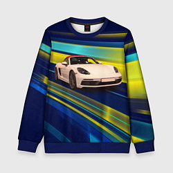 Свитшот детский Спортивная немецкая машина Porsche 911, цвет: 3D-синий