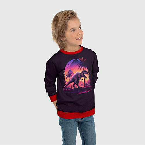 Детский свитшот Retrowave Trex / 3D-Красный – фото 3