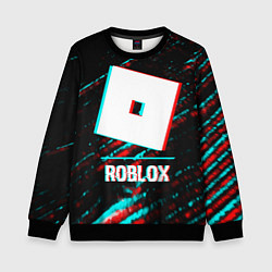 Свитшот детский Roblox в стиле glitch и баги графики на темном фон, цвет: 3D-черный