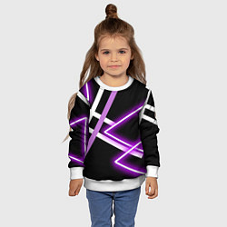 Свитшот детский Фиолетовые полоски с неоном, цвет: 3D-белый — фото 2